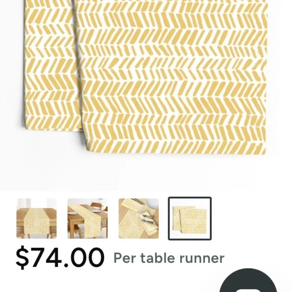 SIMPLY ENVOGUE Table Runner White with Yellow Mustard Chevrons 66 X 13.25 inches